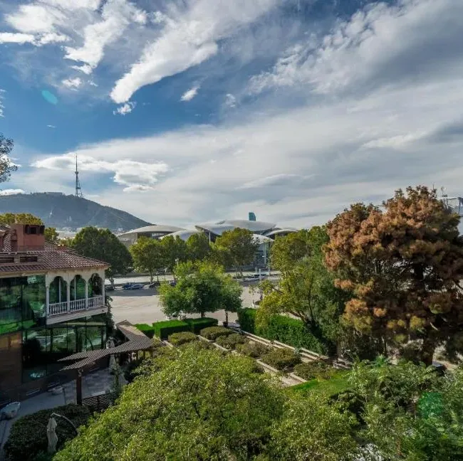 Trees and buildings around the hotel